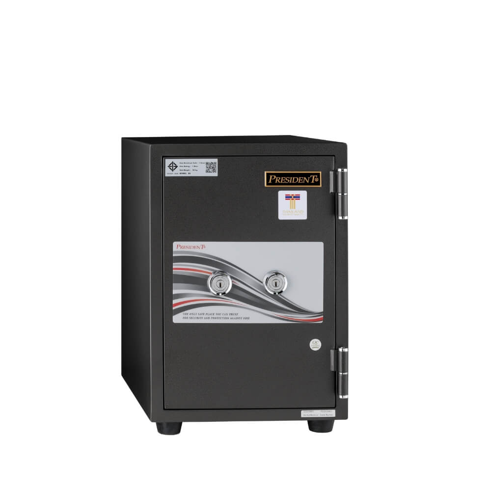 ตู้นิรภัยกันไฟ 50 กก. PRESIDENT แบบ 2 กุญแจ รุ่นเล็ก 34 ซม. สีดำ